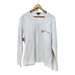 International Concepts Women's XL White Ribbed Long Sleeve Round Neck Pullover‎